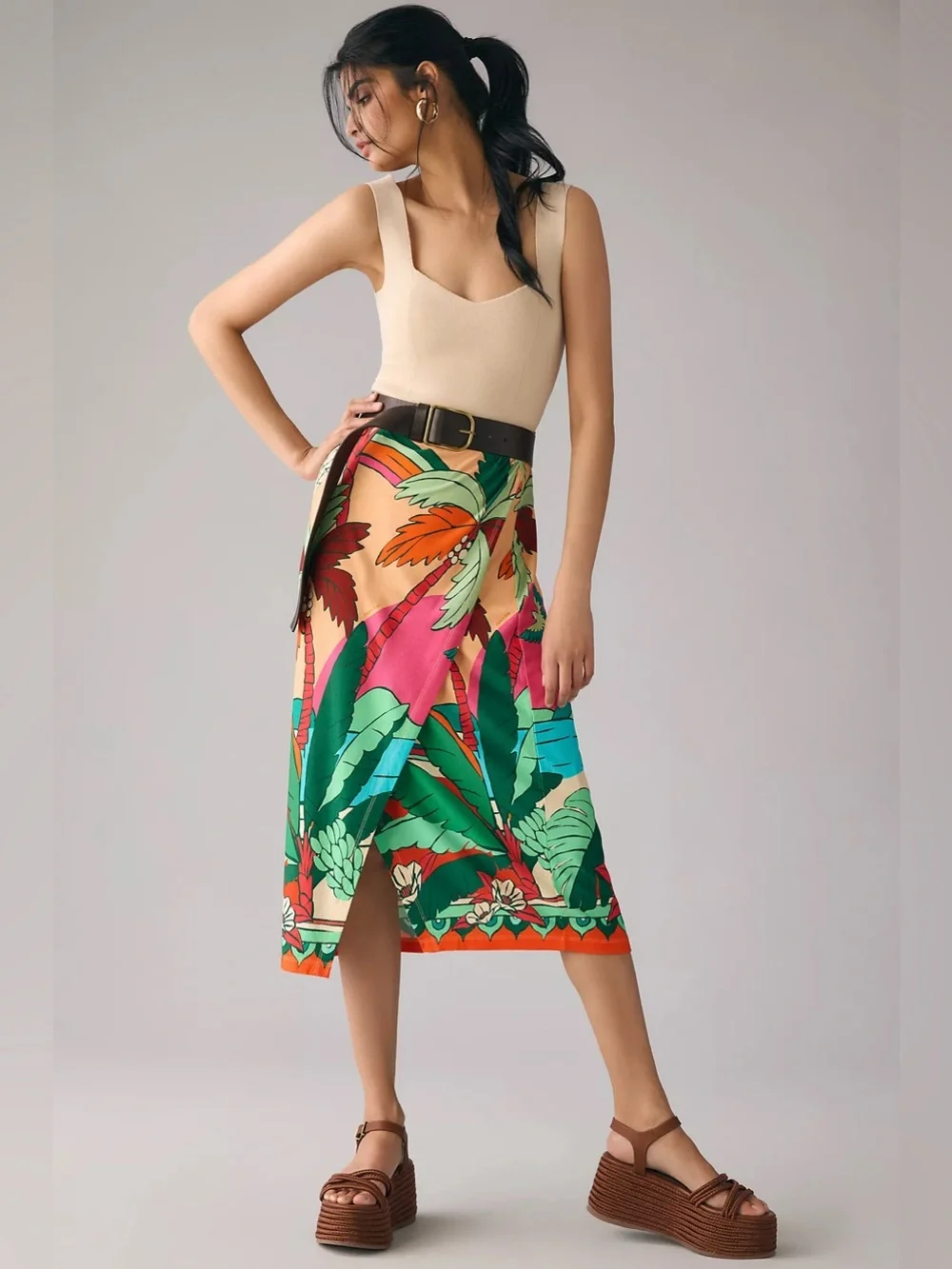 Farm Rio × Anthropologie Printed Wrap MIDI Skirt – Size S - Picture 1 of 10